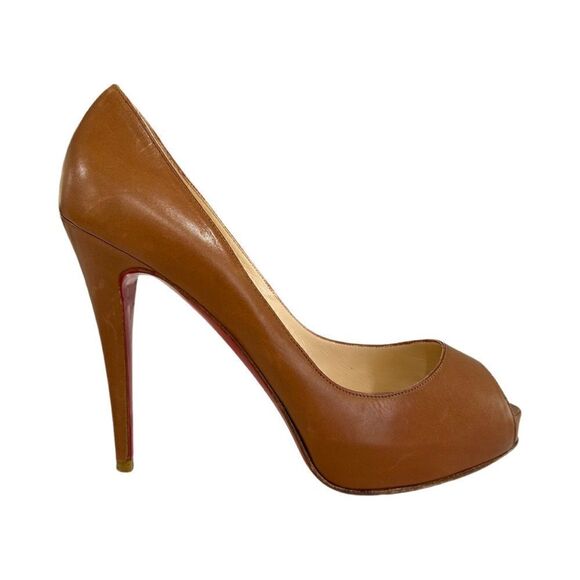 Christian Louboutin Very Prive 120 Peep-Toe  Heels Luggage Brown Size 39/9 - Picture 7 of 17